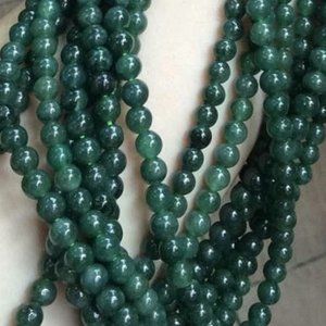 Certified Oily Green Natural A Jade Jadeite Carved 4.8MM Beads 500MM Necklace